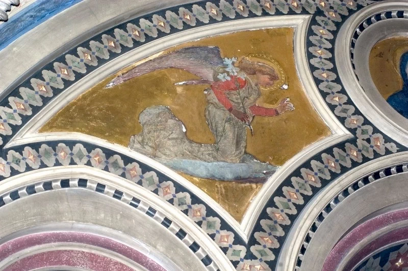 102-Modesto Faustini-Angelo inginocchiato con gigli - Santuario Santa Maria delle Grazie, Brescia  